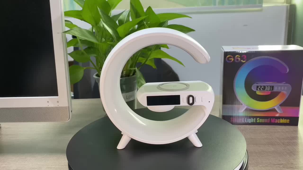 راديو ساعة ذكي G63 مع شحن لاسلكي، بلوتوث ومكبر صوت RGB - أبيض - Réveil Intelligent G63 Bluetooth | Charge Sans Fil 15W | Haut-Parleur RGB - Blanc