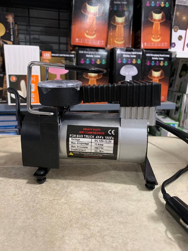 منفاخ هواء للسيارات 12V DC مع وصلات متعددة - Compresseur d'Air et Gonfleur Pneu Voiture 12V DC Allume-Cigare