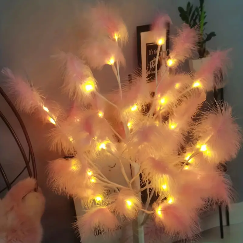 مصباح طاولة بجانب السرير على شكل شجرة مضيئة 45 سم / 220 فولت - وردي - Lampe a chevet en forme D’Arbre Lumineux 45cm / 220V- Rose