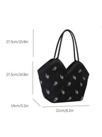 حقيبة يد نسائية من التويد بنقشة زهور | Quickdz Shop - Sac à main femme en tweed motif floral | Quickdz Shop