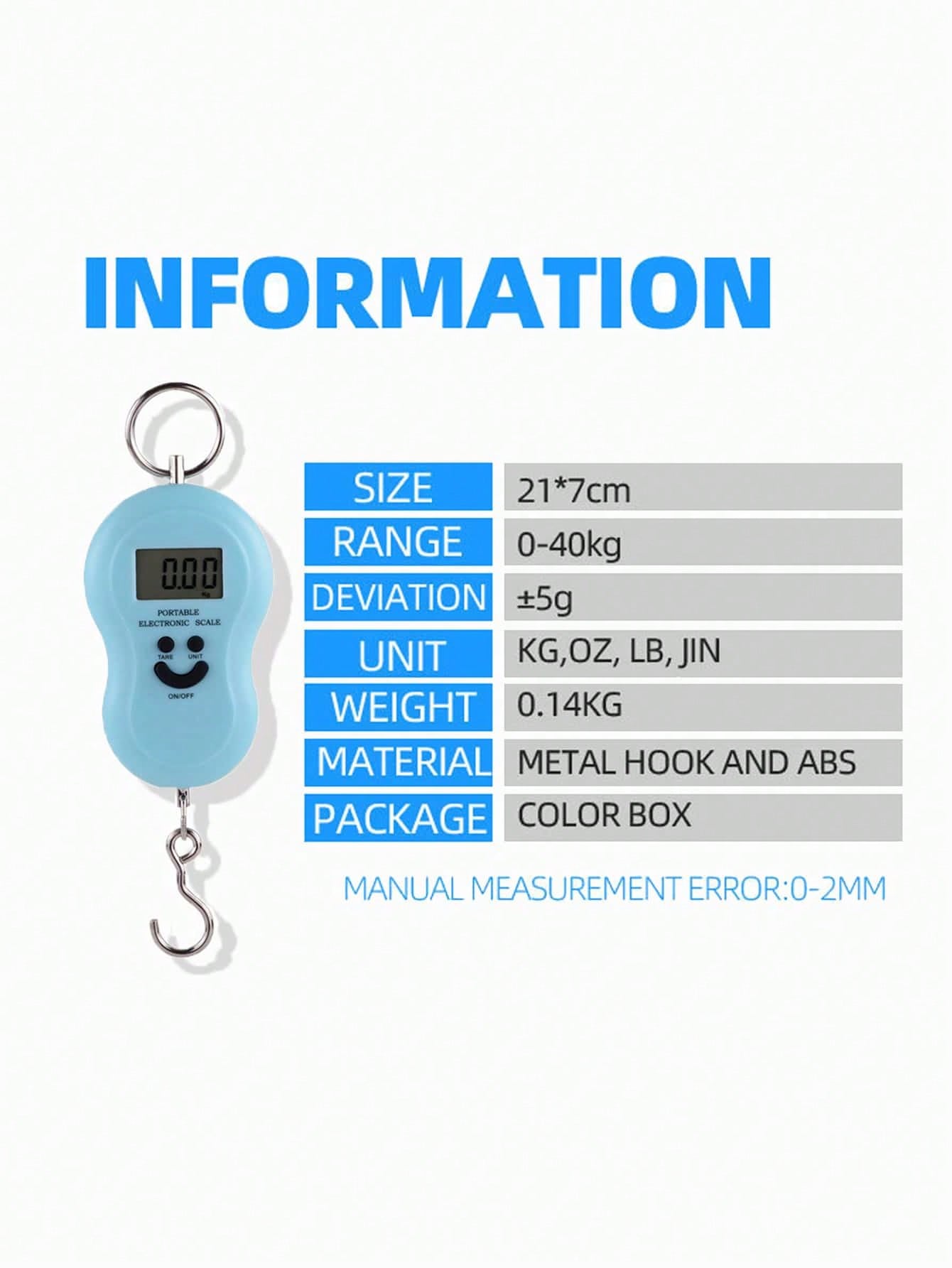 Balance a Crochet Pour Baguages et pèche 50Kg Ecran Numérique