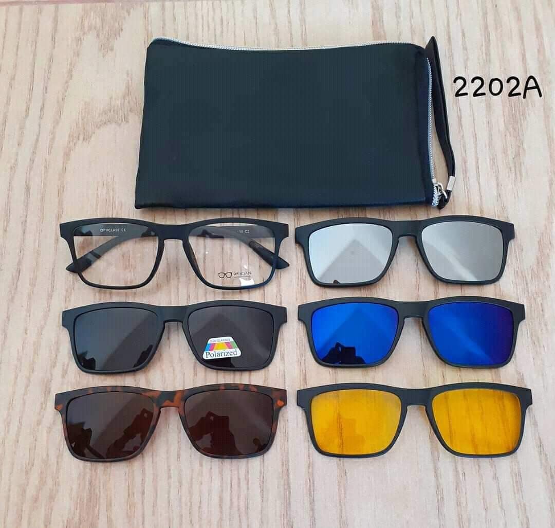 نظارة 6 في 1 متعددة الاستخدامات: طبية، شمسية وليلية (موديل 2202A) - Lunettes Polyvalentes 6-en-1 : Optique, Soleil & Nuit (Modèle 2202A)