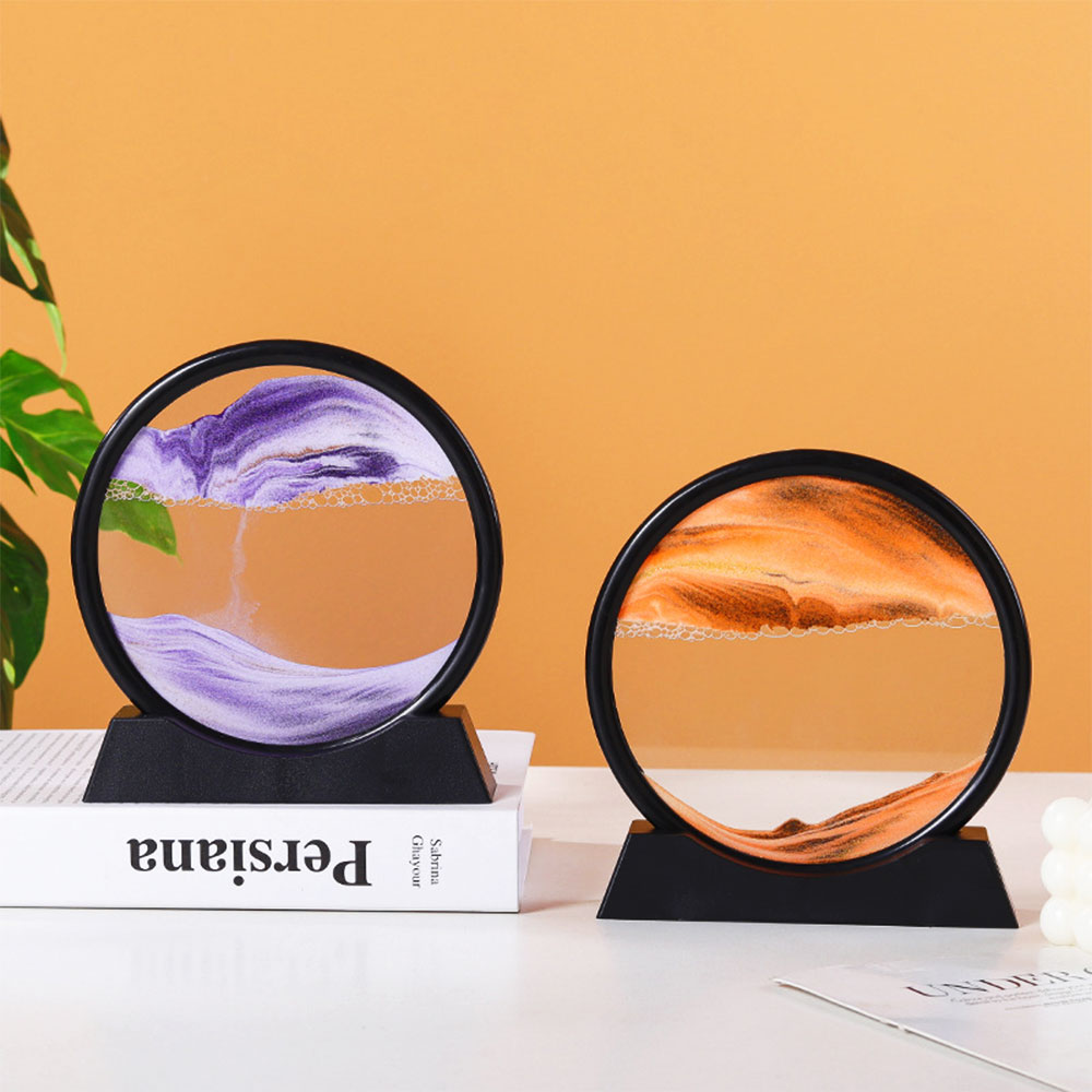 لوحة رملية متحركة 3D زجاجية دائرية 12 بوصة - ديكور منزلي Quickdz Shop - Sablier 3D Rond en Verre 12 pouces - Décoration Anti-Stress Quickdz Shop