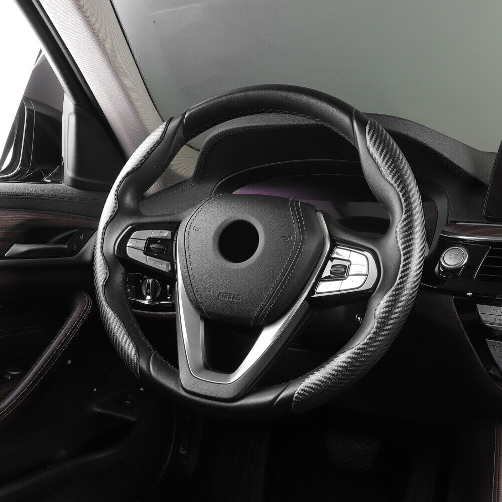 2 Pcs Housse de Volant Voiture antidérapant Noir carbon