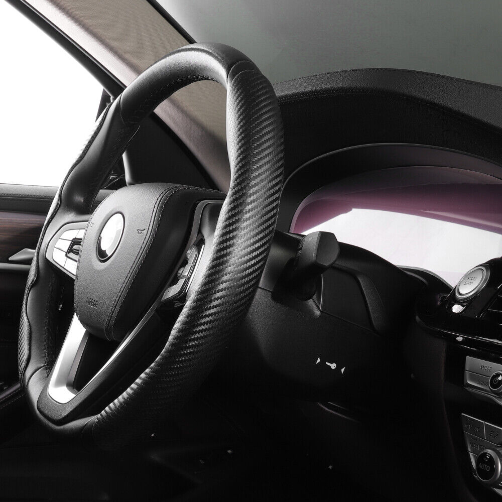 2 Pcs Housse de Volant Voiture antidérapant Noir carbon