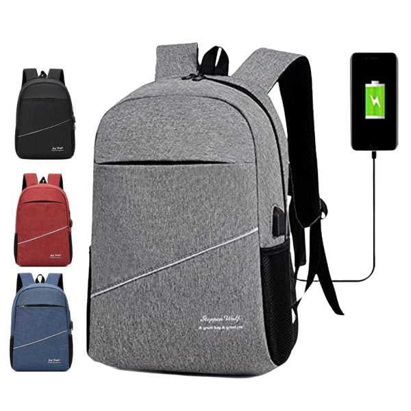 حقيبة ظهر لابتوب عصرية بمنفذ USB للشحن - نايلون عالي الجودة - Sac à dos USB Moderne pour Ordinateur Portable - Nylon Qualité