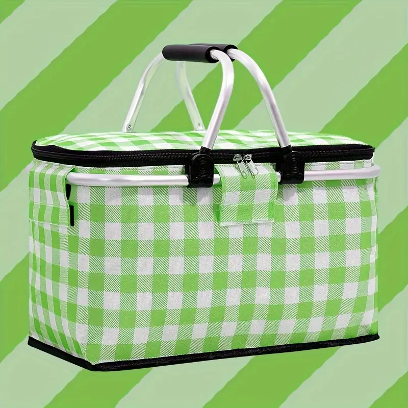 حقيبة طعام حرارية قابلة للطي للنزهات والتخييم - Panier pique-nique isotherme pliable portable avec poignée alu