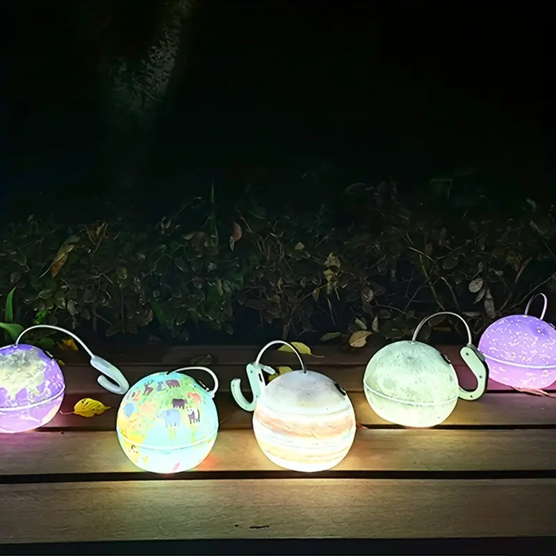 Lampe Led Suspendue En Forme De Boule Décorative, Rechargeable Par Usb, Pour Camping Intérieur Et Extérieur, En Forme De Lune Ou De Terre, 1 Pièce