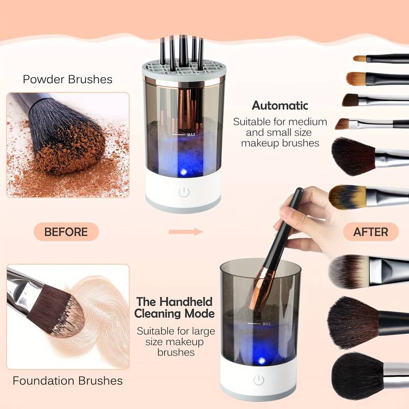 Machine de nettoyage de pinceaux maquillage électrique portable 3en1 - منظف ​​ومجفف فرش المكياج الأوتوماتيكي