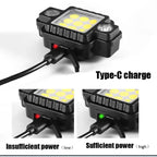 كشاف رأس LED متعدد الوظائف COB+XPG مغناطيسي USB-C من Quickdz Shop - Lampe Frontale LED COB+XPG Multifonction Magnétique USB-C Quickdz Shop