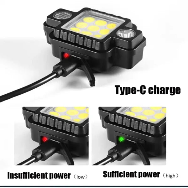 كشاف رأس LED متعدد الوظائف COB+XPG مغناطيسي USB-C من Quickdz Shop - Lampe Frontale LED COB+XPG Multifonction Magnétique USB-C Quickdz Shop