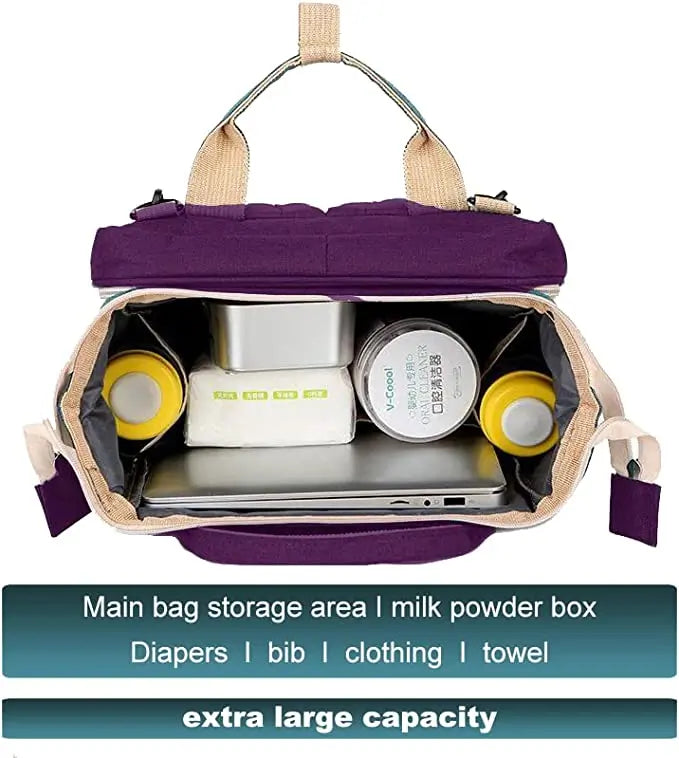 حقيبة حفاضات وسرير أطفال 3 في 1 قابلة للطي - Sac à dos à langer 3-en-1 pliable avec lit bébé