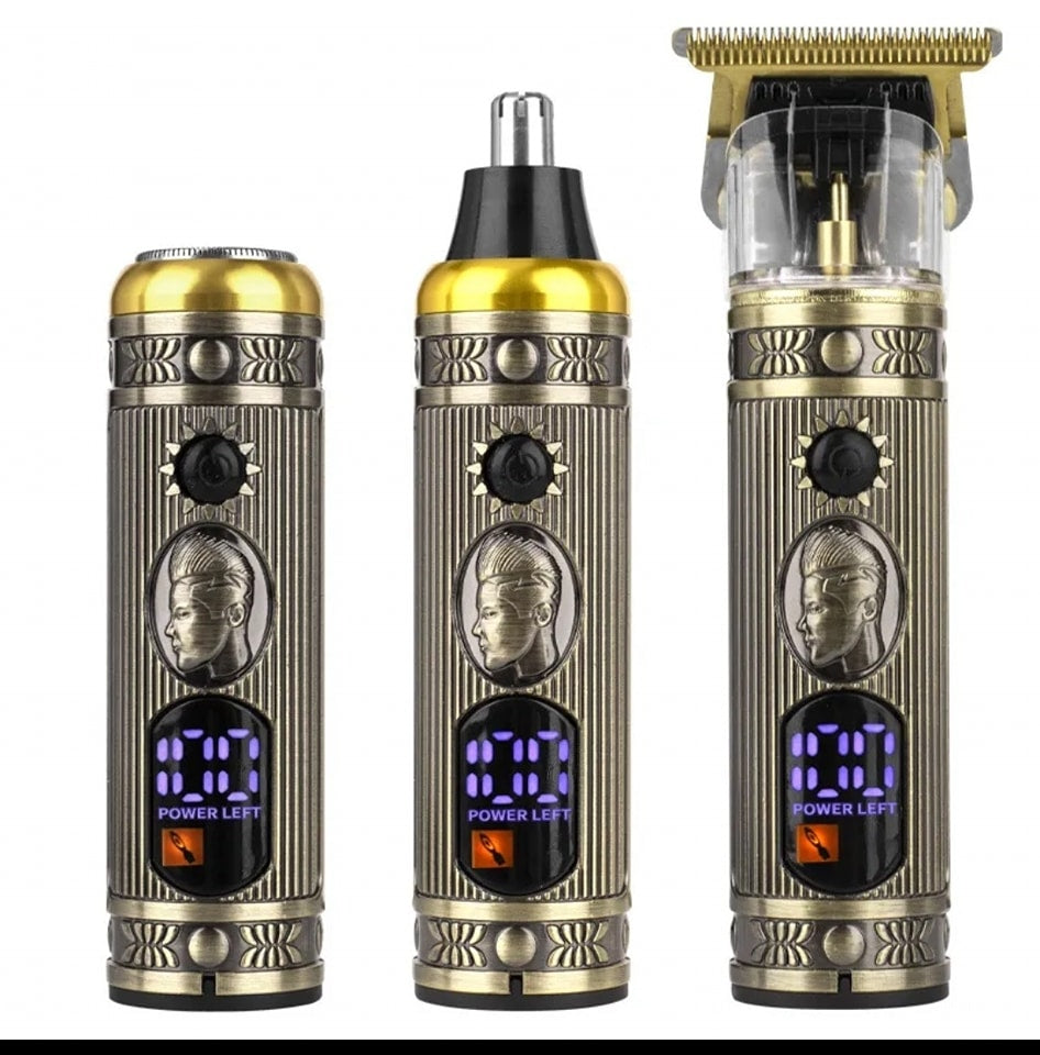 مجموعة ماكينة حلاقة كهربائية للرجال، ماكينة تشذيب اللحية والأنف، شحن USB، شاشة LCD - Rasoir Électrique Homme Multifonction, Tondeuse Barbe Nez USB, Écran LCD