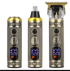 مجموعة ماكينة حلاقة كهربائية للرجال، ماكينة تشذيب اللحية والأنف، شحن USB، شاشة LCD - Rasoir Électrique Homme Multifonction, Tondeuse Barbe Nez USB, Écran LCD