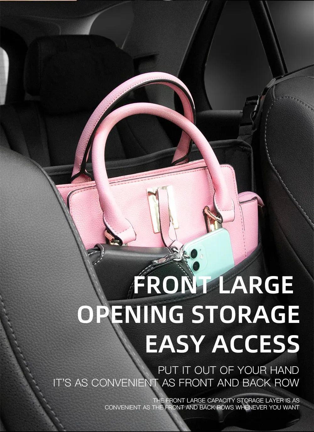 منظم سيارة بين المقاعد | حامل حقيبة يد ومحفظة | تخزين متعدد الجيوب - Organisateur de Voiture entre Sièges | Support Sac à Main & Portefeuille | Rangement Multi-Poches