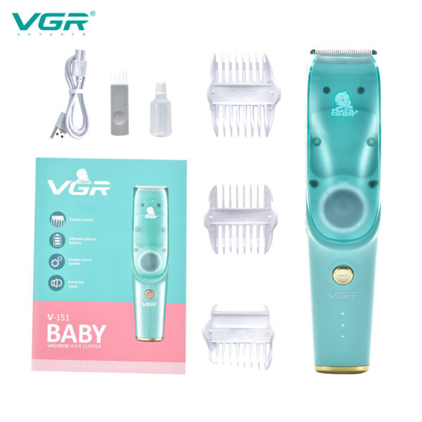 ماكينة حلاقة شعر الأطفال VGR V-151 صامتة بشفط تلقائي وشاشة رقمية - Tondeuse Cheveux Bébé VGR V-151 Silencieuse, Aspiration Auto, Écran Digital