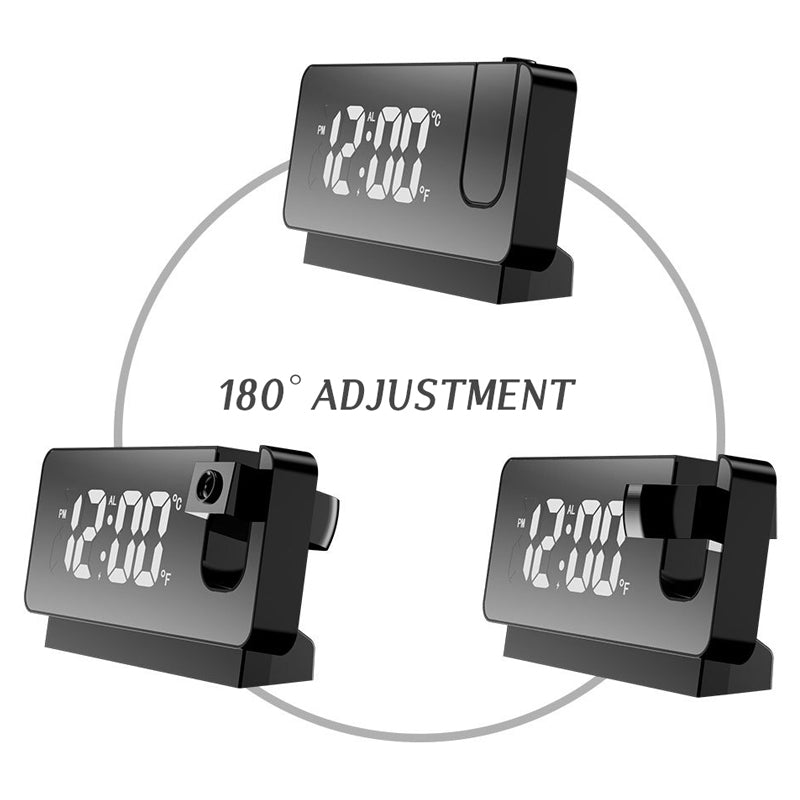 ساعة منبه رقمية LED ذكية مع جهاز عرض 180° ودرجة حرارة USB - Réveil Numérique LED Intelligent avec Projecteur 180° Température USB