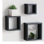 3 رفوف جدارية مربعة خشب MDF للديكور - أبيض/أسود - Lot de 3 Étagères Murales Carrées en Bois MDF - Décoration Moderne