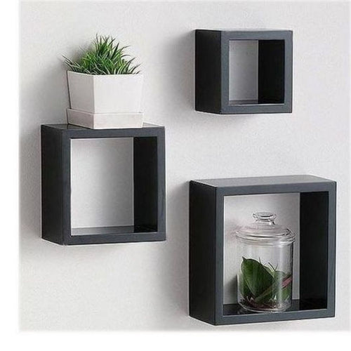 3 رفوف جدارية مربعة خشب MDF للديكور - أبيض/أسود - Lot de 3 Étagères Murales Carrées en Bois MDF - Décoration Moderne
