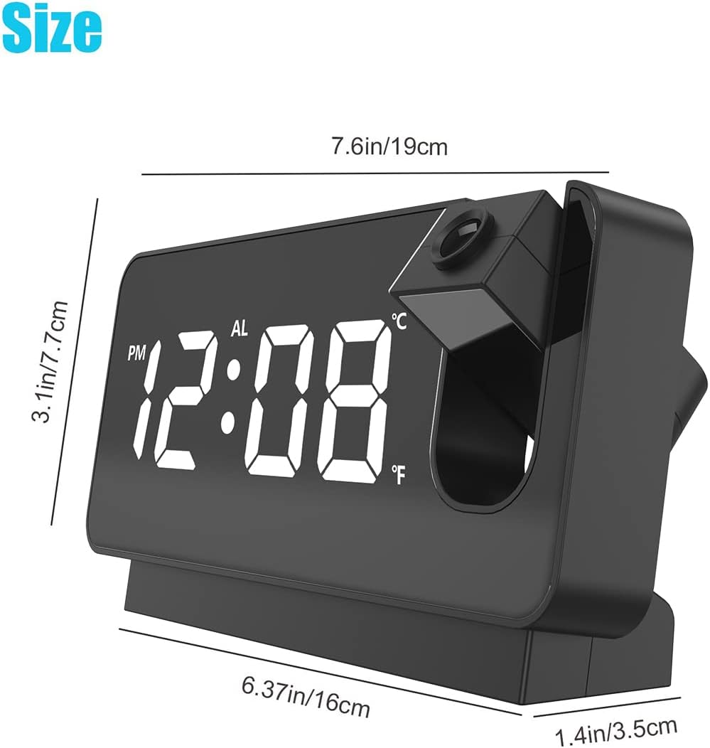 ساعة منبه رقمية LED ذكية مع جهاز عرض 180° ودرجة حرارة USB - Réveil Numérique LED Intelligent avec Projecteur 180° Température USB