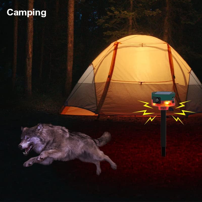 Répulsif pour animeux Capteur de mouvement à énergie solaire, alarme sonore et lumineuse 6 LED - مستشعر حركة يعمل بالطاقة الشمسية لطارد الحيوانات