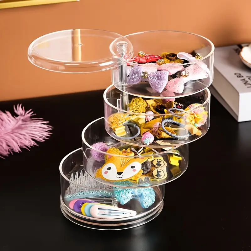 منظم مجوهرات دوار 360° كريستال أكريليك مع قفل - Organisateur de Bijoux Rotatif 360° en Cristal Acrylique avec Serrure