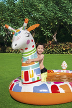 مسبح أطفال دائري قابل للنفخ زرافة مع رشاش ماء Bestway 53089 - Piscine Gonflable Ronde Girafe Enfants avec Arroseur Bestway 53089