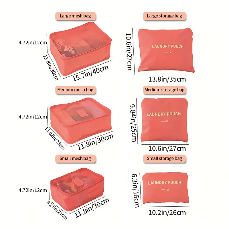 طقم 6 قطع حقائب تنظيم وتخزين السفر أوكسفورد - Ensemble 6 Sacs de Rangement Voyage Cube Organisateur Oxford