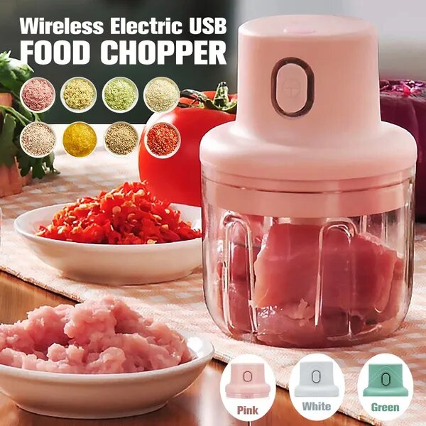مفرمة كهربائية صغيرة محمولة قابلة للشحن 250 مل - Mini Hachoir Électrique Portable Rechargeable 250 ML