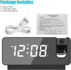 ساعة منبه رقمية LED ذكية مع جهاز عرض 180° ودرجة حرارة USB - Réveil Numérique LED Intelligent avec Projecteur 180° Température USB
