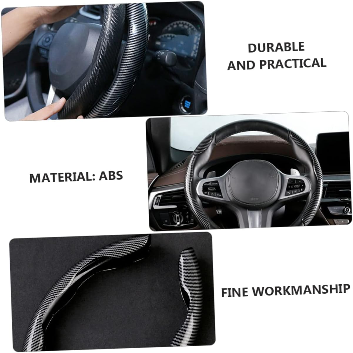 2 Pcs Housse de Volant Voiture antidérapant Noir carbon