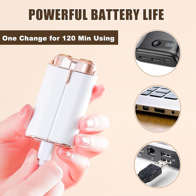 ماكينة حلاقة كهربائية للوجه بدون ألم مع ضوء LED - Rasoir Électrique Visage Indolore avec Lumière LED