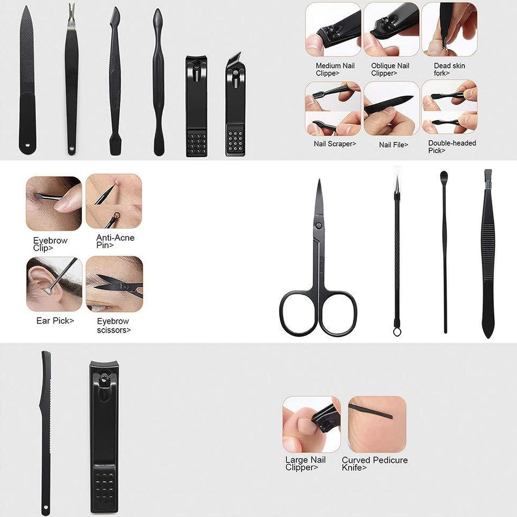 طقم قصافة أظافر احترافي 12 قطعة ستانلس ستيل - Kit Coupe-Ongles Professionnel 12 pcs en Acier Inoxydable