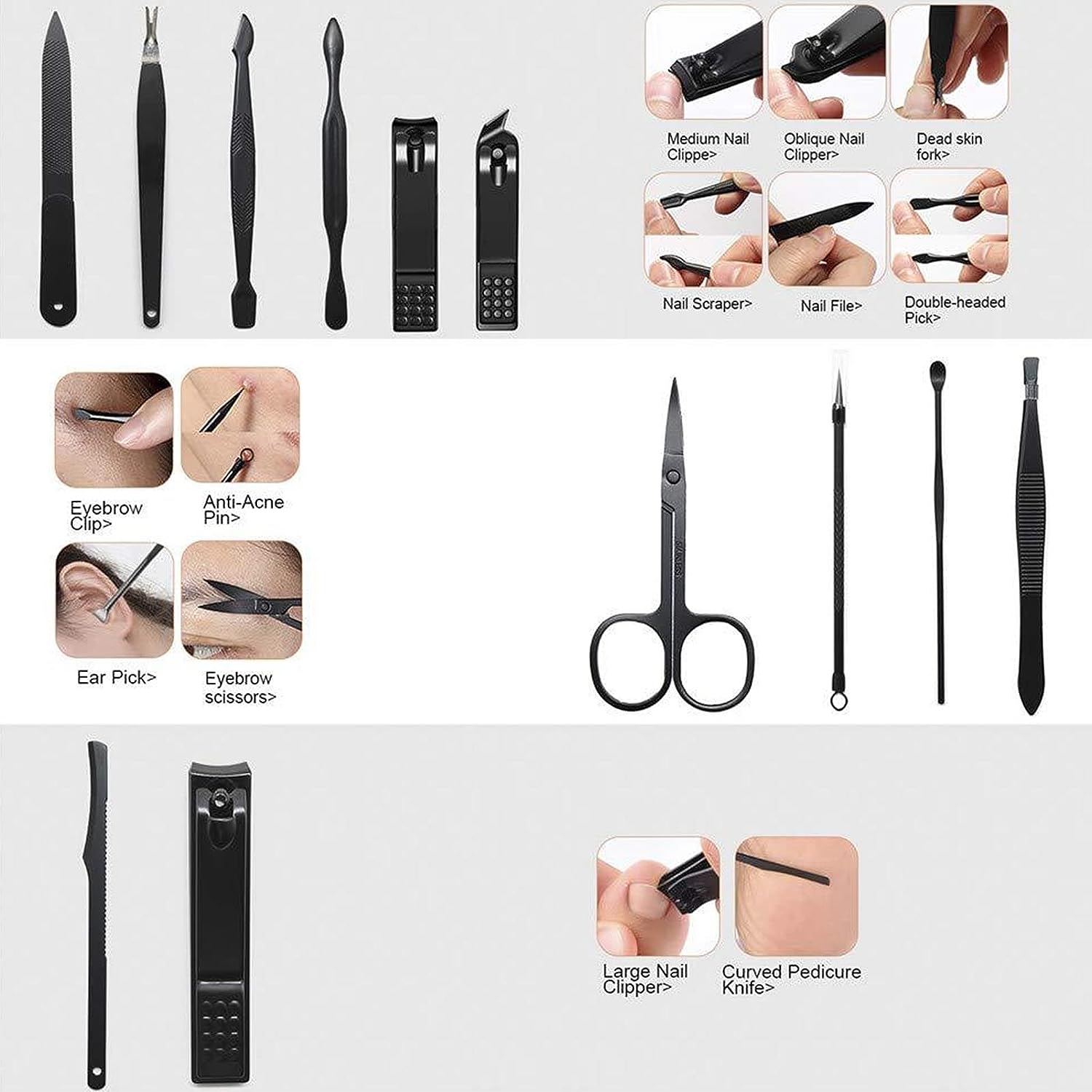 طقم قصافة أظافر احترافي 12 قطعة ستانلس ستيل - Kit Coupe-Ongles Professionnel 12 pcs en Acier Inoxydable