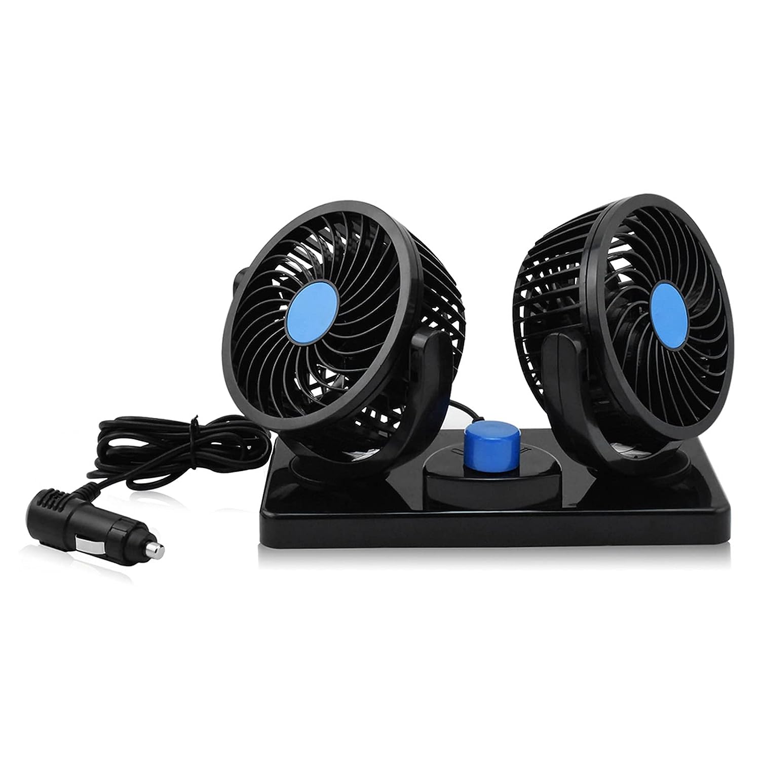 مروحة سيارة مزدوجة 12V دوارة 360° بسرعتين - Quickdz Shop - Double Ventilateur Voiture 12V Rotatif 360° 2 Vitesses - Quickdz Shop