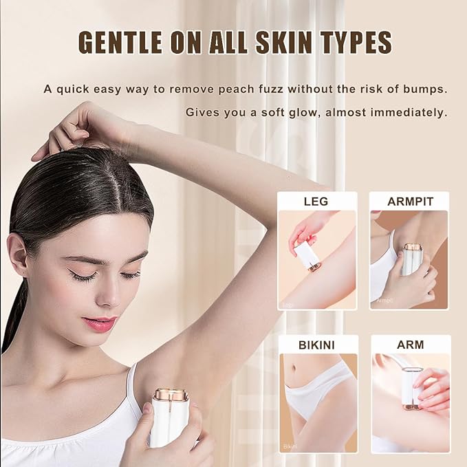 ماكينة حلاقة كهربائية للوجه بدون ألم مع ضوء LED - Rasoir Électrique Visage Indolore avec Lumière LED