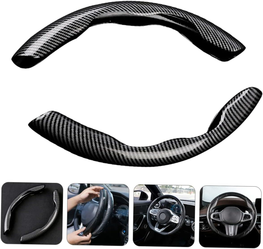 2 Pcs Housse de Volant Voiture antidérapant Noir carbon