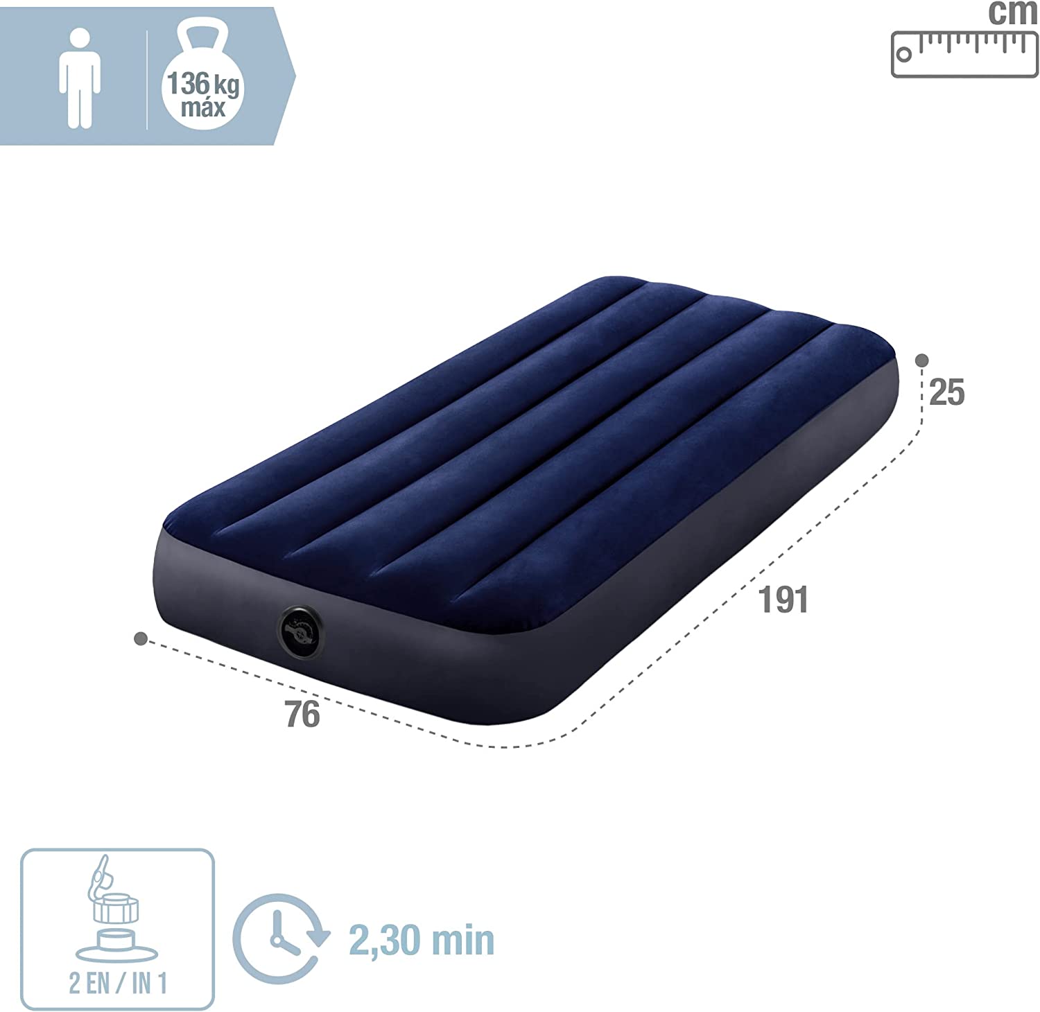 مرتبة هوائية INTEX 64756 بتقنية Fiber-Tech 191×76×25 سم - Matelas gonflable INTEX 64756 Fiber-Tech Technology 191×76×25cm