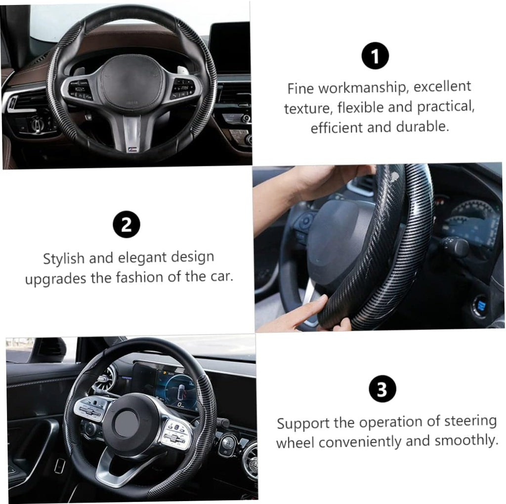 2 Pcs Housse de Volant Voiture antidérapant Noir carbon