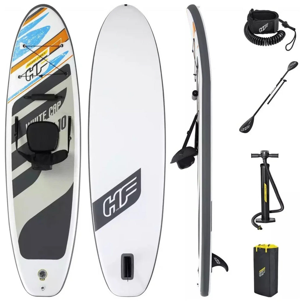 لوح تجديف قابل للنفخ Hydro-Force White Cap Bestway 65342 مع مضخة وحقيبة ظهر - Paddle Gonflable Hydro-Force White Cap Bestway 65342 avec Pompe et Sac à Dos