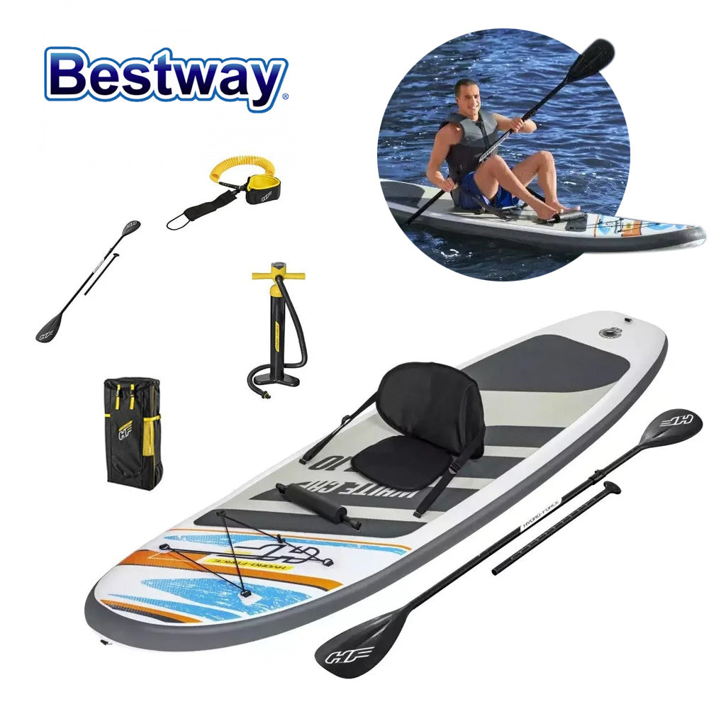لوح تجديف قابل للنفخ Hydro-Force White Cap Bestway 65342 مع مضخة وحقيبة ظهر - Paddle Gonflable Hydro-Force White Cap Bestway 65342 avec Pompe et Sac à Dos