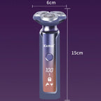 Kemei ماكينة حلاقة كهربائية للجسم للرجال، مقاومة للماء، شاشة LCD، نظام عائم ثلاثي الأبعاد، KM-1941s - Kemei Rasoir Électrique Corps Homme, Étanche, Écran LCD, Système Flottant 3D, KM-1941s