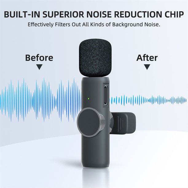 ميكروفون K11 لاسلكي كليب للتسجيل (أندرويد/آيفون) - Microphone Cravate Sans Fil K11 pour Enregistrement Audio Vidéo (Android/iPhone)