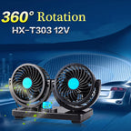 مروحة سيارة مزدوجة 12V دوارة 360° بسرعتين - Quickdz Shop - Double Ventilateur Voiture 12V Rotatif 360° 2 Vitesses - Quickdz Shop