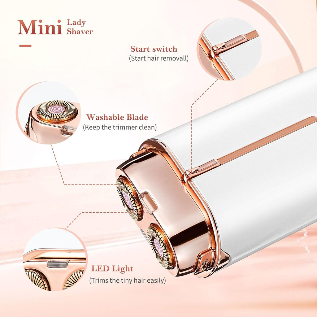 جهاز حلاقة كهربائي للوجه Flawless Face Duo بضوء LED لإزالة الشعر الفوري - Flawless Face Duo Appareil de rasage électrique avec lumière LED pour épilation instantanée