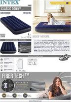 مرتبة هوائية INTEX 64756 بتقنية Fiber-Tech 191×76×25 سم - Matelas gonflable INTEX 64756 Fiber-Tech Technology 191×76×25cm