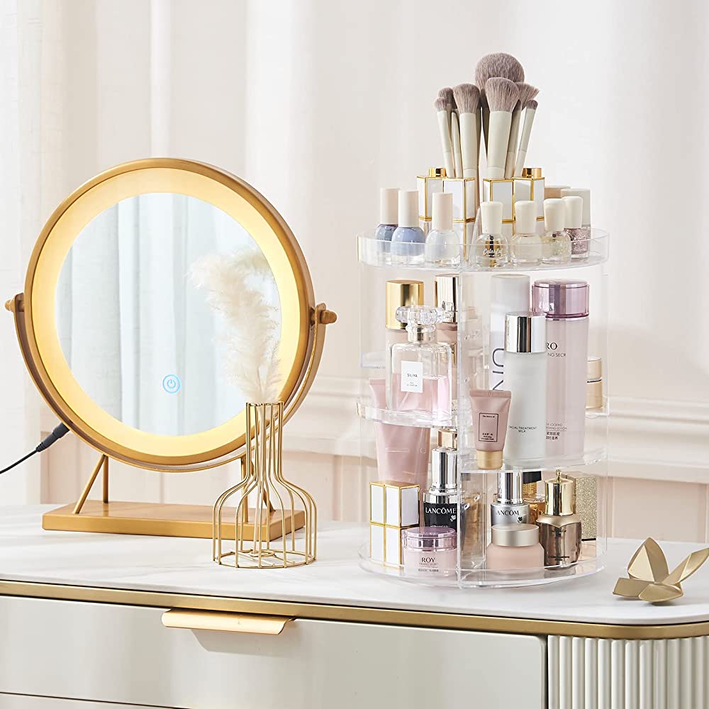 بكج منظم مكياج دوار 360° + طقم فرش مكياج زويفا 15 قطعة - Pack Organisateur Maquillage Rotatif 360° + Trousse 15 Pinceaux Zoeva Pro