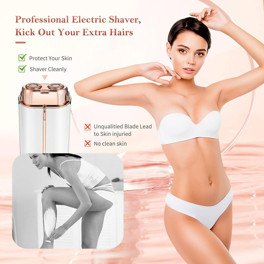 جهاز حلاقة كهربائي للوجه Flawless Face Duo بضوء LED لإزالة الشعر الفوري - Flawless Face Duo Appareil de rasage électrique avec lumière LED pour épilation instantanée