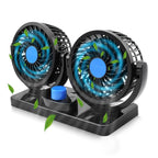 مروحة سيارة مزدوجة 12V دوارة 360° بسرعتين - Quickdz Shop - Double Ventilateur Voiture 12V Rotatif 360° 2 Vitesses - Quickdz Shop