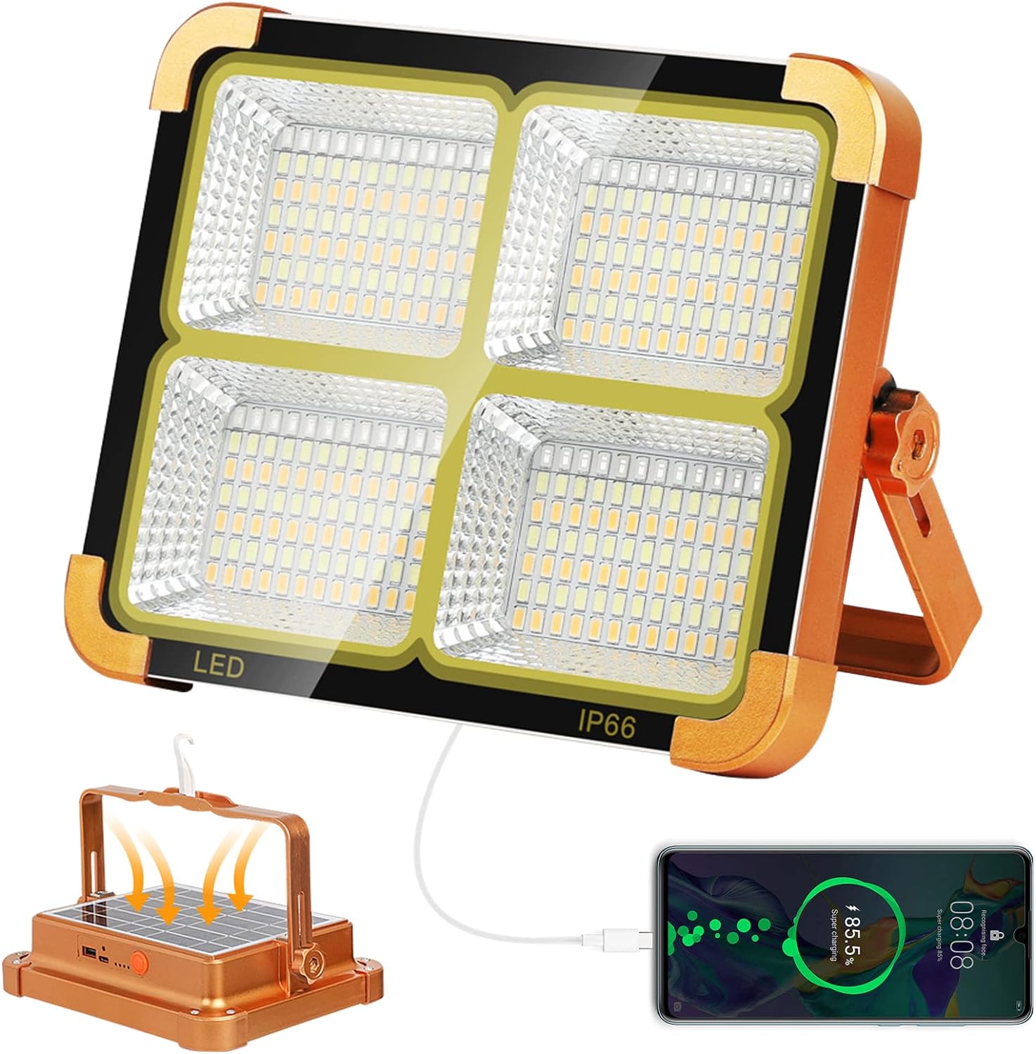 مصباح تخييم شمسي 1000W متعدد الوظائف Quickdz Shop - Projecteur Solaire Rechargeable 1000W Power Bank Quickdz Shop